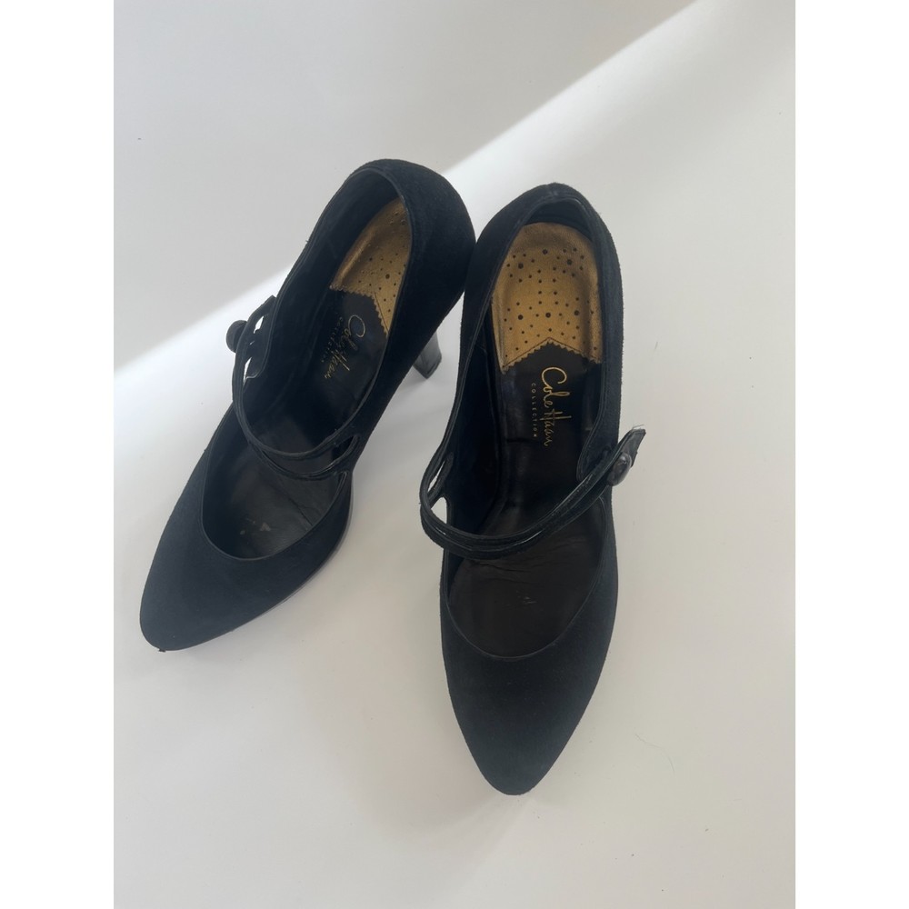 Cole Haan Nike Air Women's Sz 10 Black Suede Leather Platform Mary Jane 4” Heel